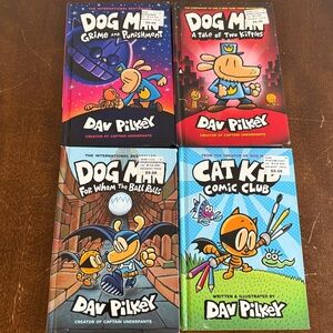 Set of 4 books Dog Man and Cat Kid Comic Club Book Set by Dav Pilkey Comic Books